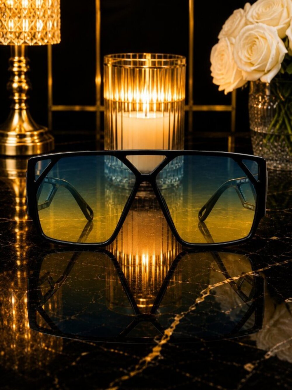 Y2K Oversized Aviator Flat Top Sunglasses • Retro Ombre Shield Sunnies